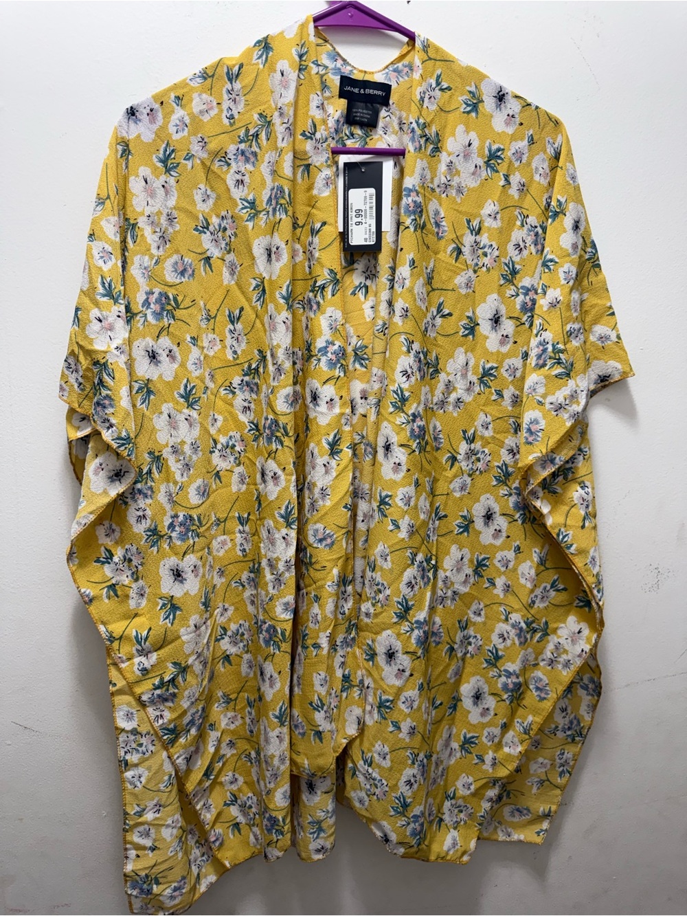 Yellow Floral Open-Front Kimono